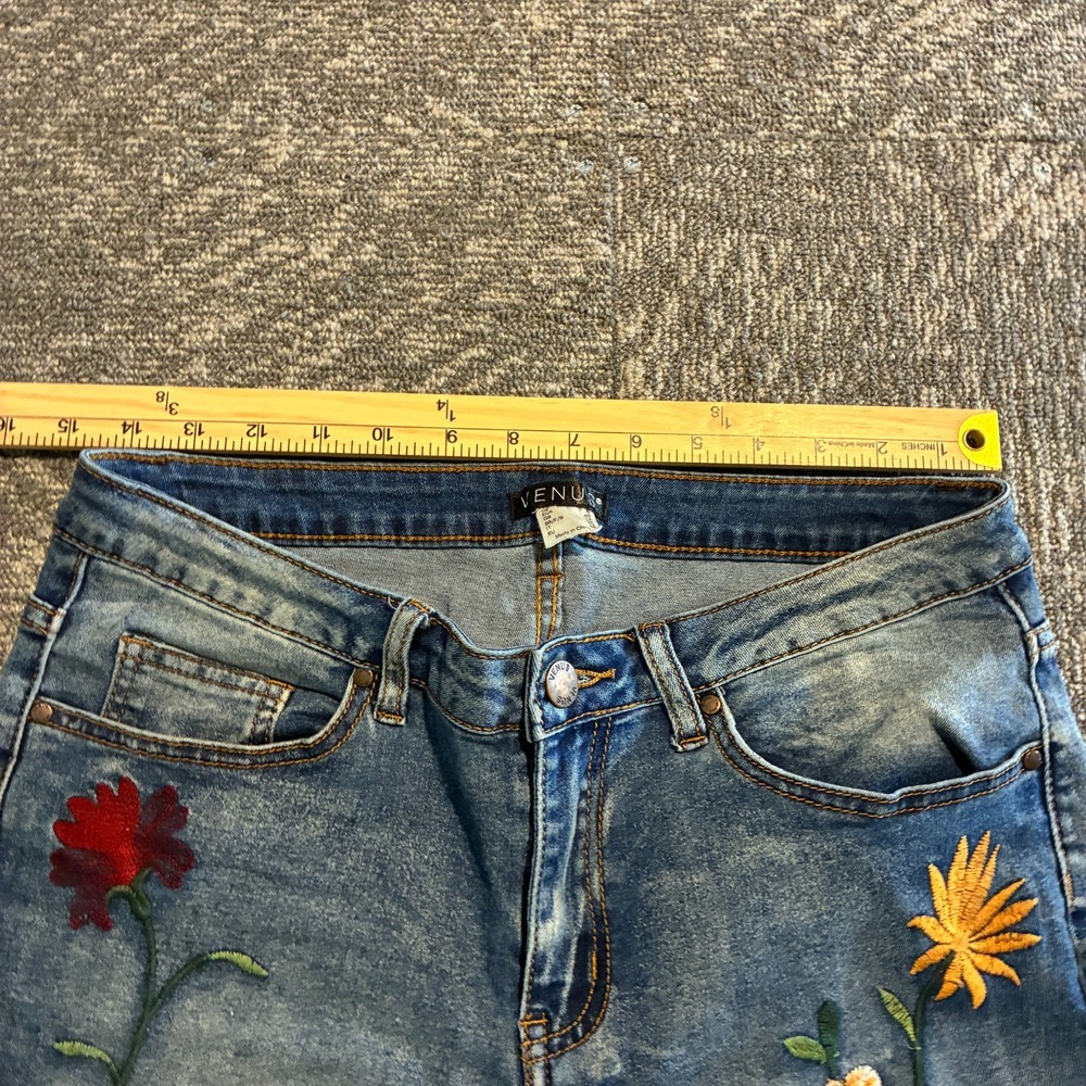 Venus Embroidered Floral Skinny Jeans Womens Size 8 Cottagecore Light Wash Ankle - Picture 5 of 12